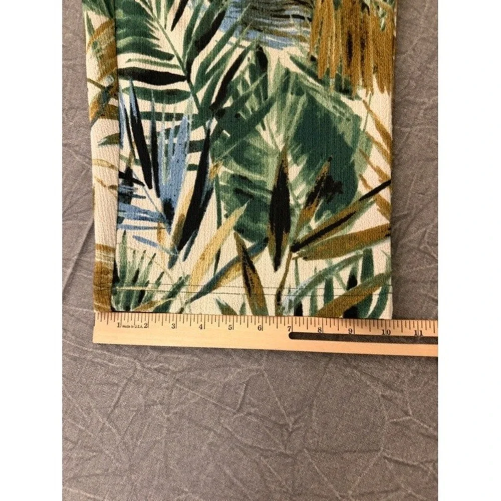 SOHO‎ Apparel Ltd Tropical Palm Print Wide Leg Crop Pants Green Blue 1X 78108156